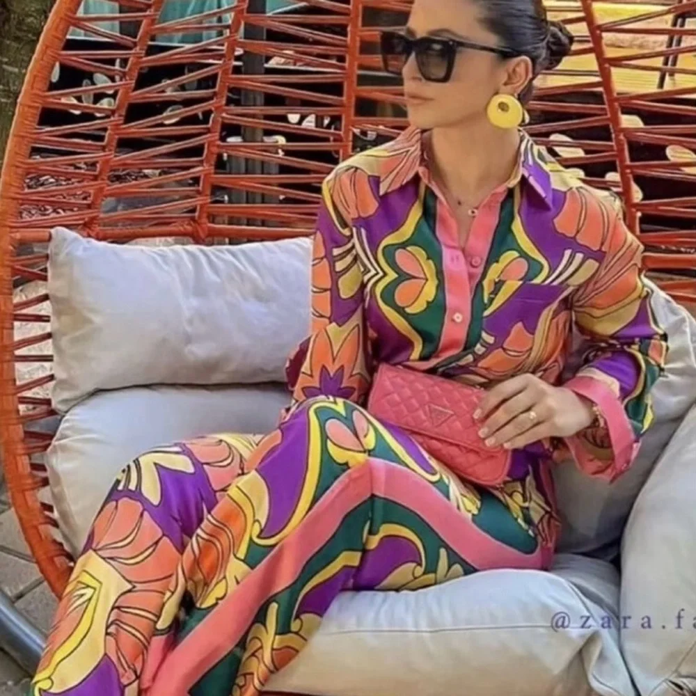 Zara Colorful Patterned Drawstring Pants - Picture 4 of 4